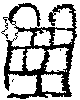 Fig. 153a/b. Rock engraving called the 'Tablets of the Law'.  The form has a dual rounded top and ten partitions:  two at the top, two at the base, and six at the centre. (Site HK 126b; photo EA98: LVI-3; drawing: HK Archive; WARA W06009, W06011).